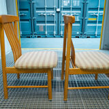 Pair of wide chairs made of solid wood Toyo Furniture made in Japan