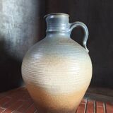 Vintage large pitcher vase in artisanal stoneware.