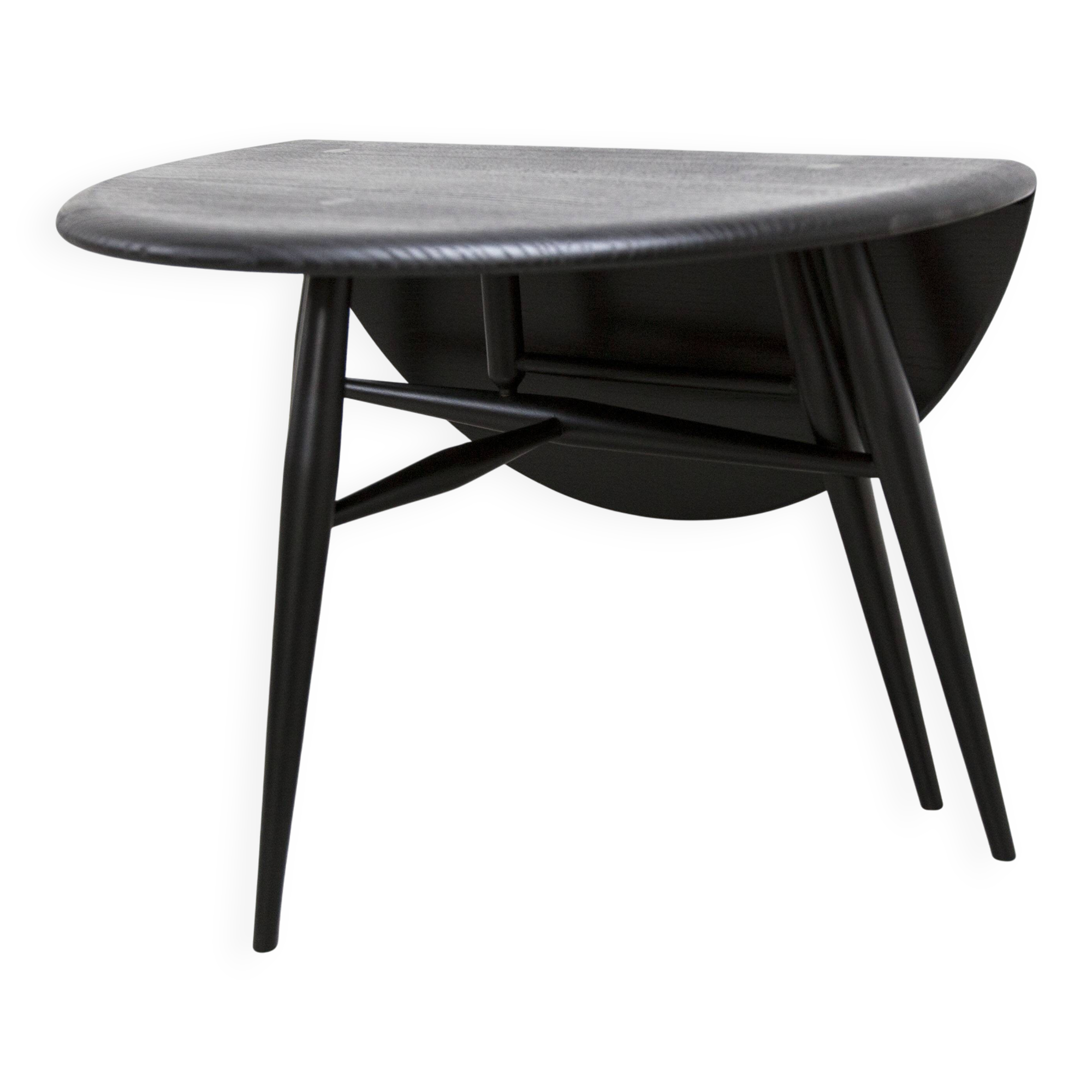 Ercol 1960 model 308 coffee table half-moon matte black