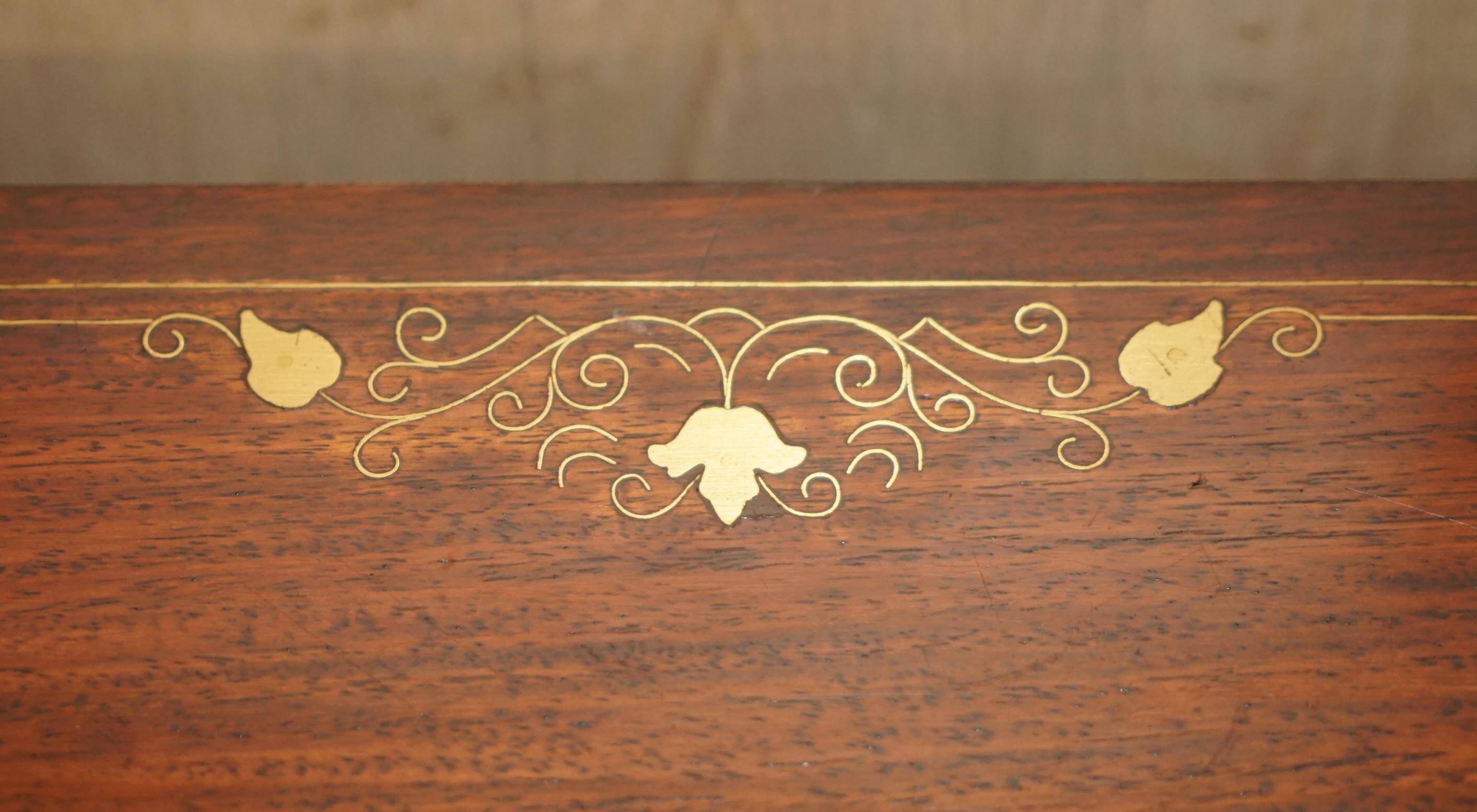 Vintage Anglo-Indian hardwood commode with brass inlays.