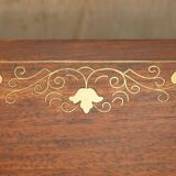 Vintage Anglo-Indian hardwood commode with brass inlays.