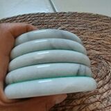 Set of 5 round white marble vintage coasters