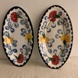 Pair of floral ravines in ancient earthenware Onnaing and CM Paris model Clovers