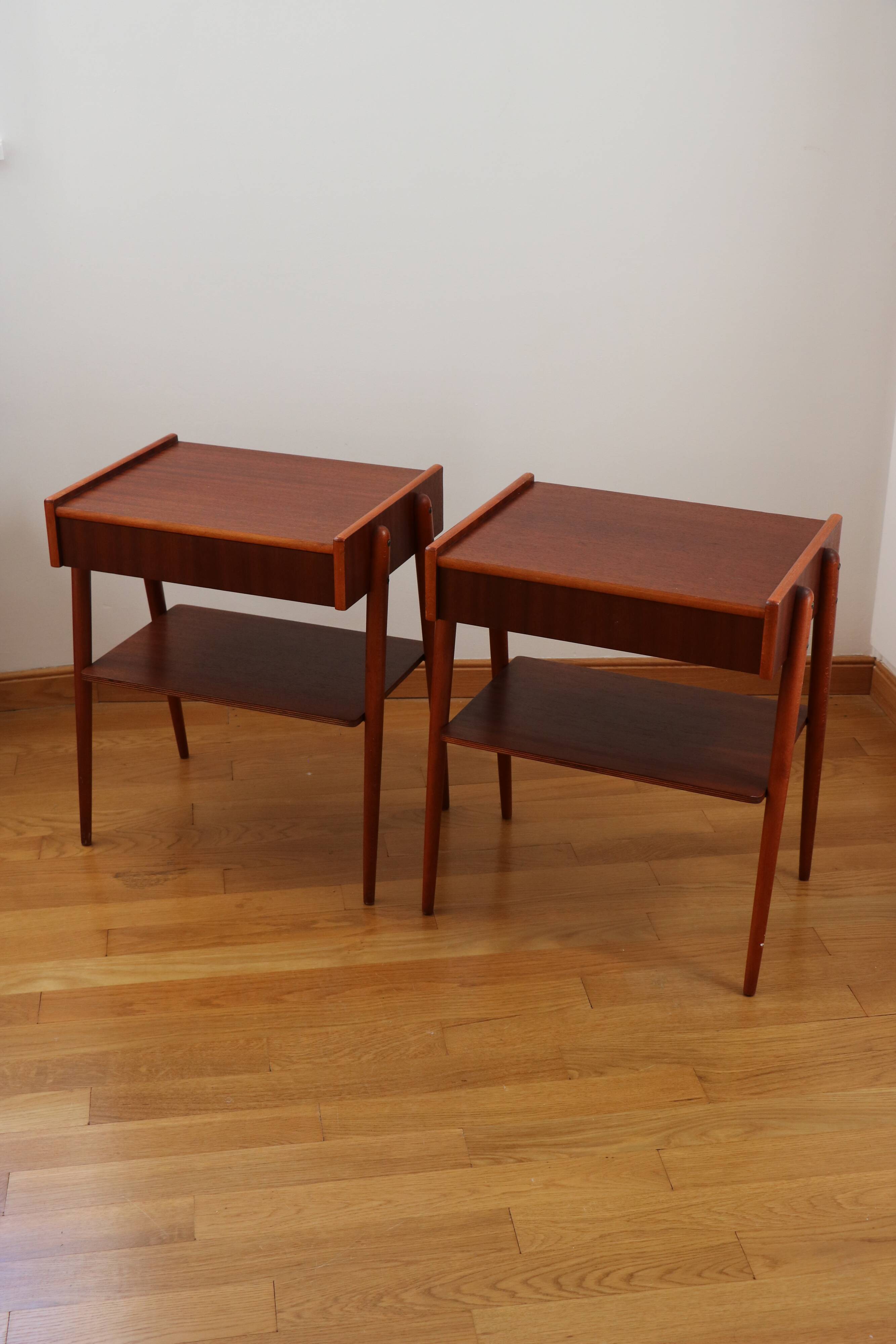 Pair of Scandinavian teak bedside tables, Carlström