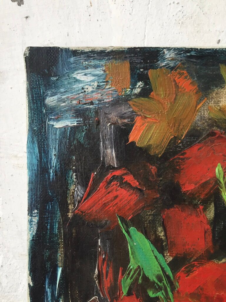 Old oil painting flowers