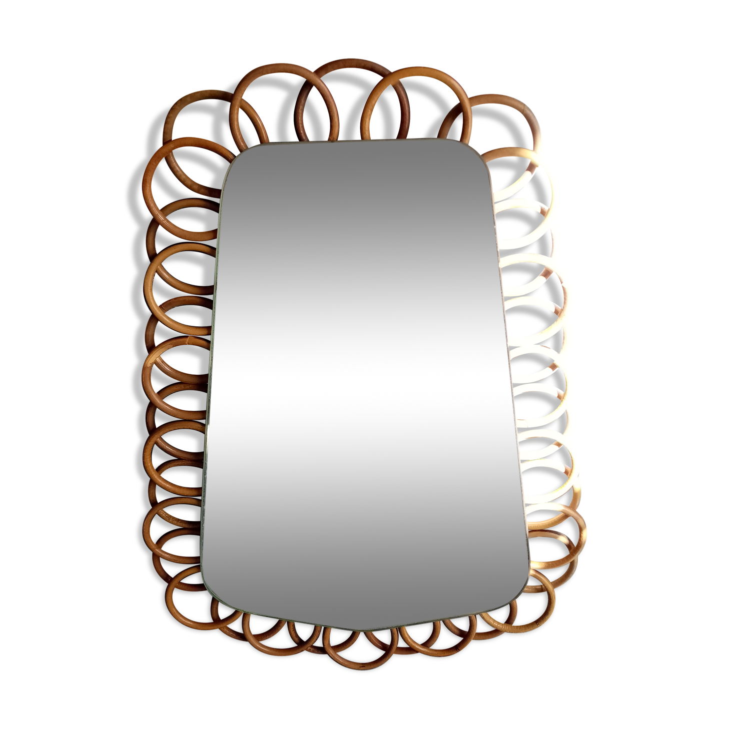 Vintage rattan mirror 1950-70
