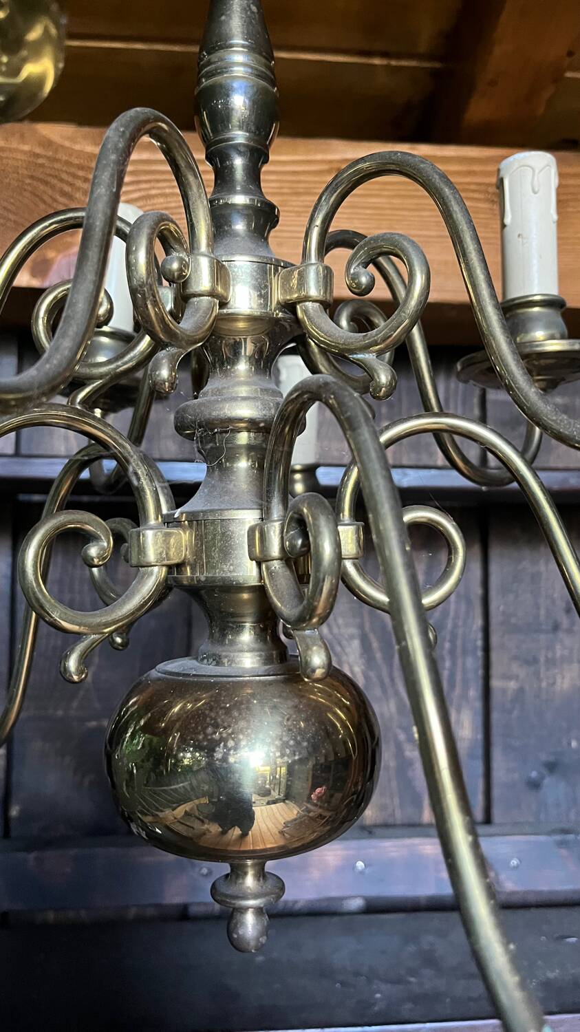 Dutch style brass chandelier 10 candles