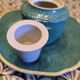 Copeland Spode England porcelain candlestick – turquoise shagreen design –
