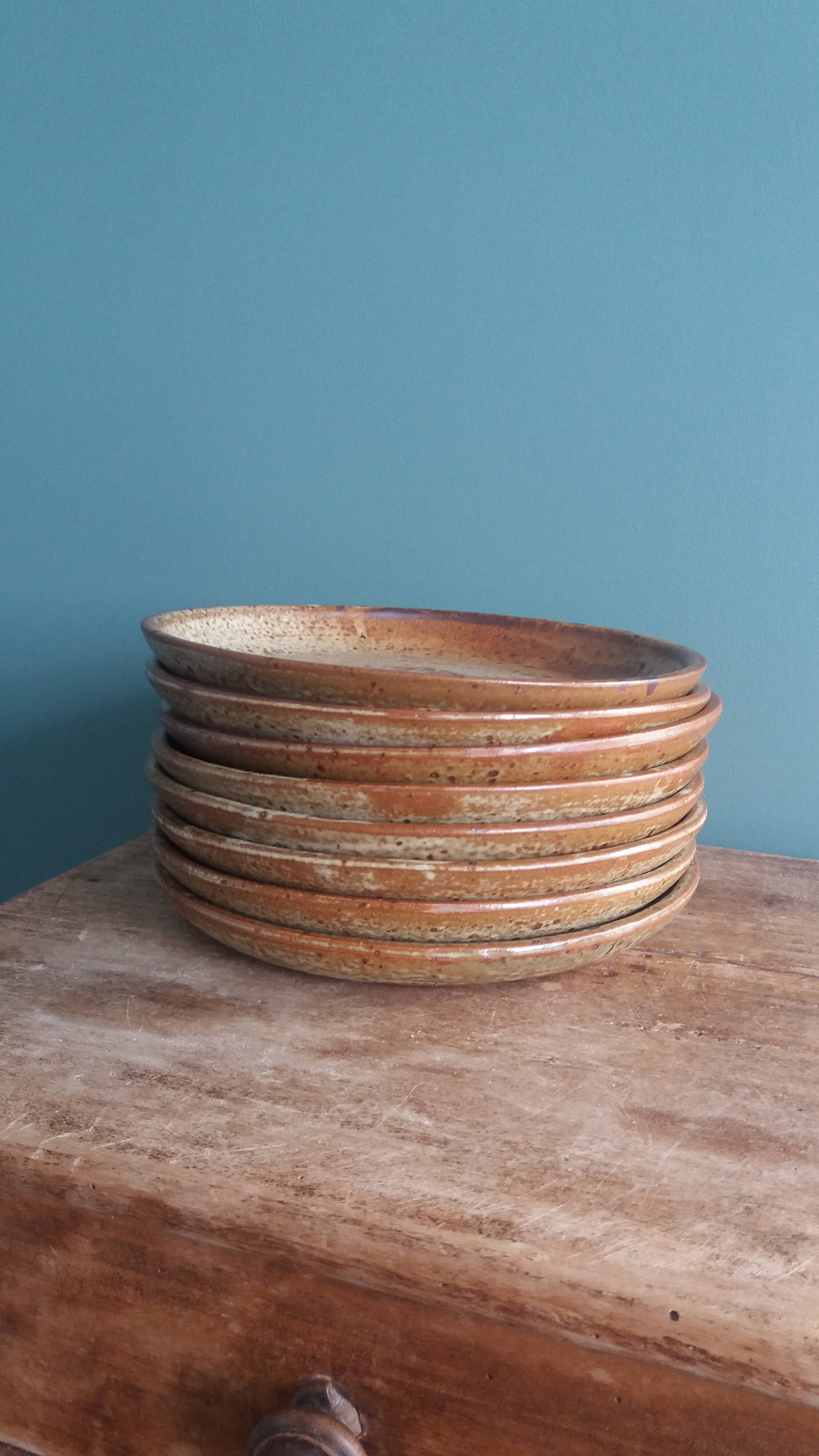 Dessert or cheese plates in Puisaye stoneware, Jean-Pierre Prud’homme