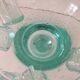 Service en verre soufflé bullé vert d'eau – Coupe sur pied, 5 tasses et louche
