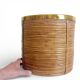 Mid-Century Organic Modern Large Pencil Reed / Rattan Planter with Brass Rim