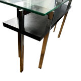 70s glass and stainless steel console