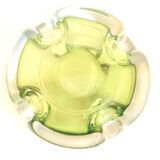 Green anise crystal ashtray Val St Lambert 70s Diameter 16.6 cm