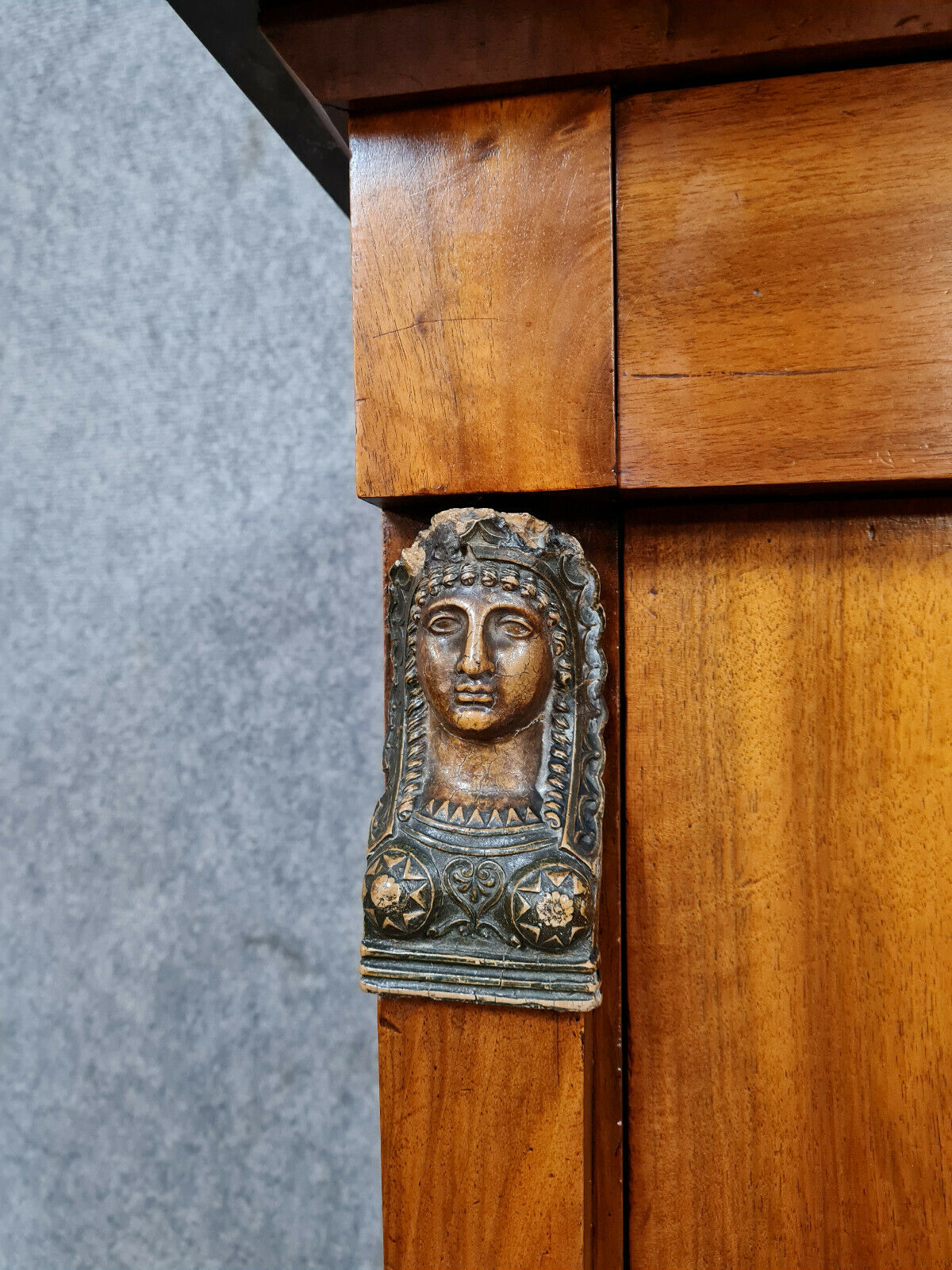 Secretary empire era with caryatid in blond mahogany around 1810