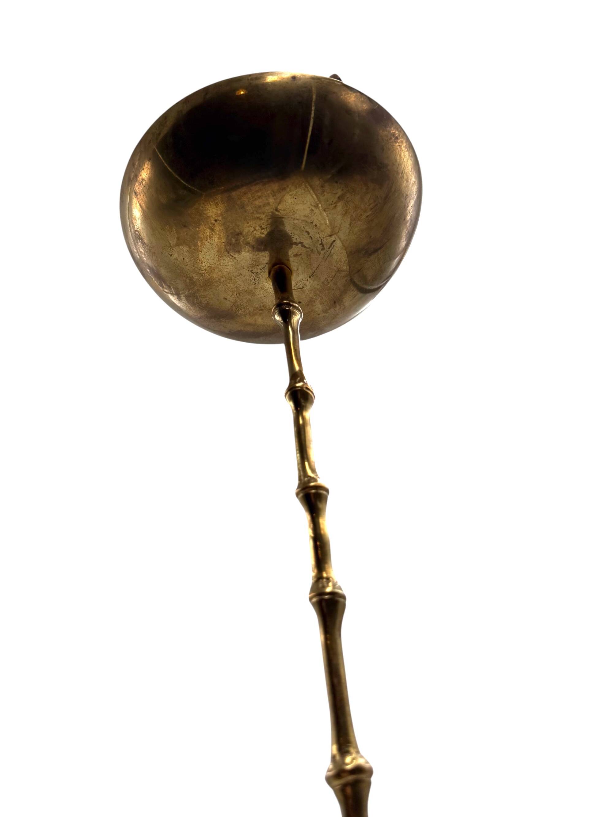Hollywood regency brass floor ashtray, Maison Bagues France, 1970