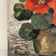 Peinture huile sur toile capucines fleurs vintage