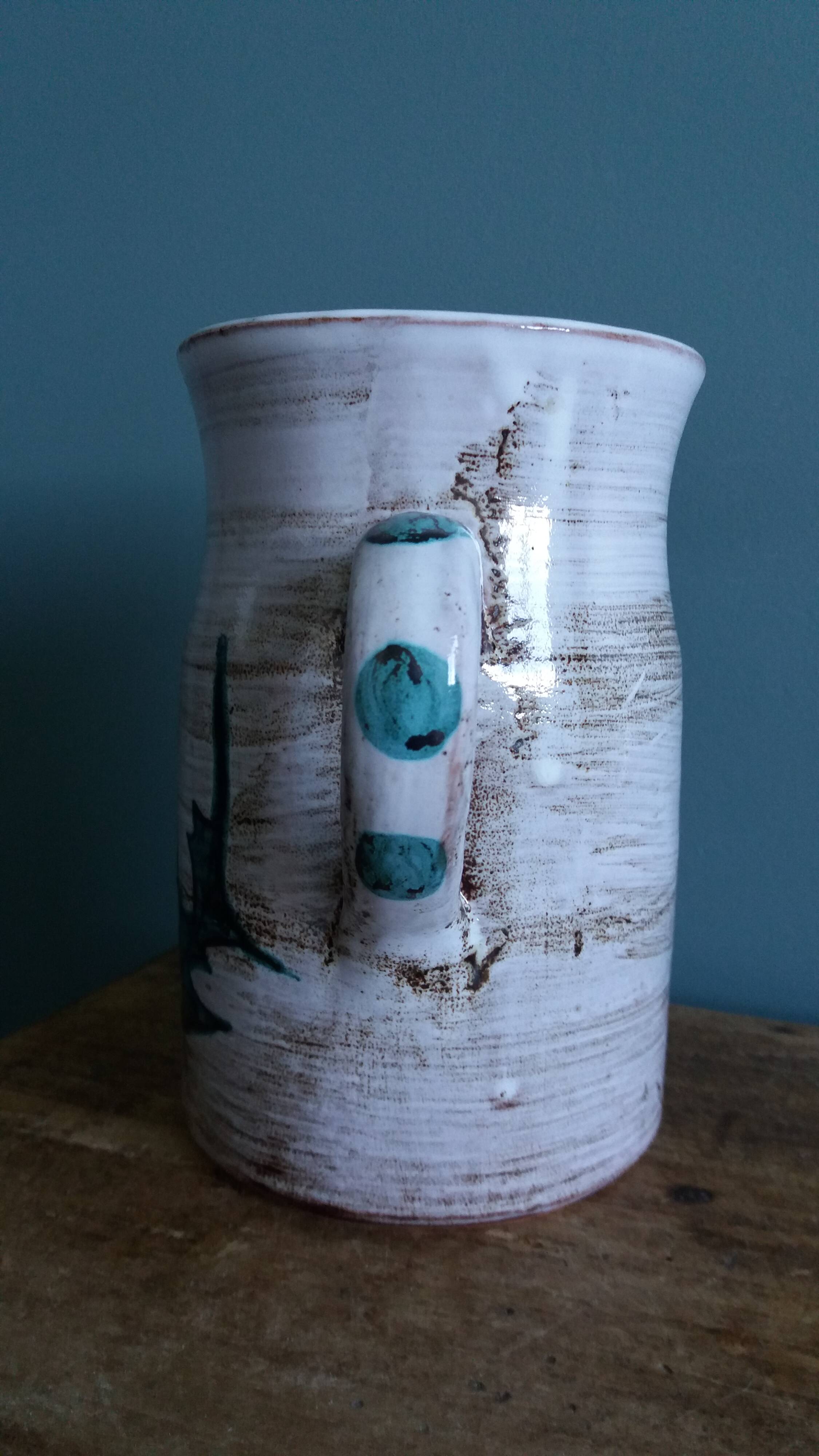 Decorative pitcher with thistle by Etienne Daniel, Vallauris