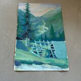 Signed cardboard painting