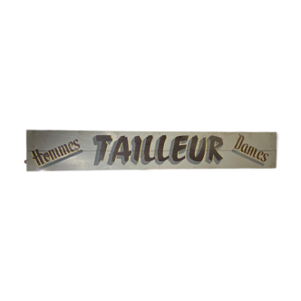 Ancienne et grande enseigne magasin tailleur homme dame en bois peints de 225 cm