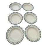 6 opaque porcelain soup plates from Gien, Montigny model