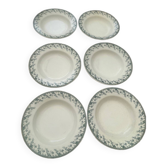 6 soup plates in opaque Gien porcelain, Montigny pattern