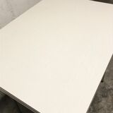 Off-white formica table / 70s cream with a tapered foot drawer