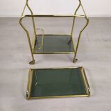 Brass rolling bar trolley
