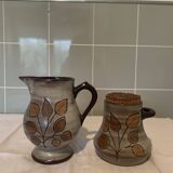 Stoneware pitcher and pot set