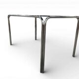 vintage chrome table with smoked glass