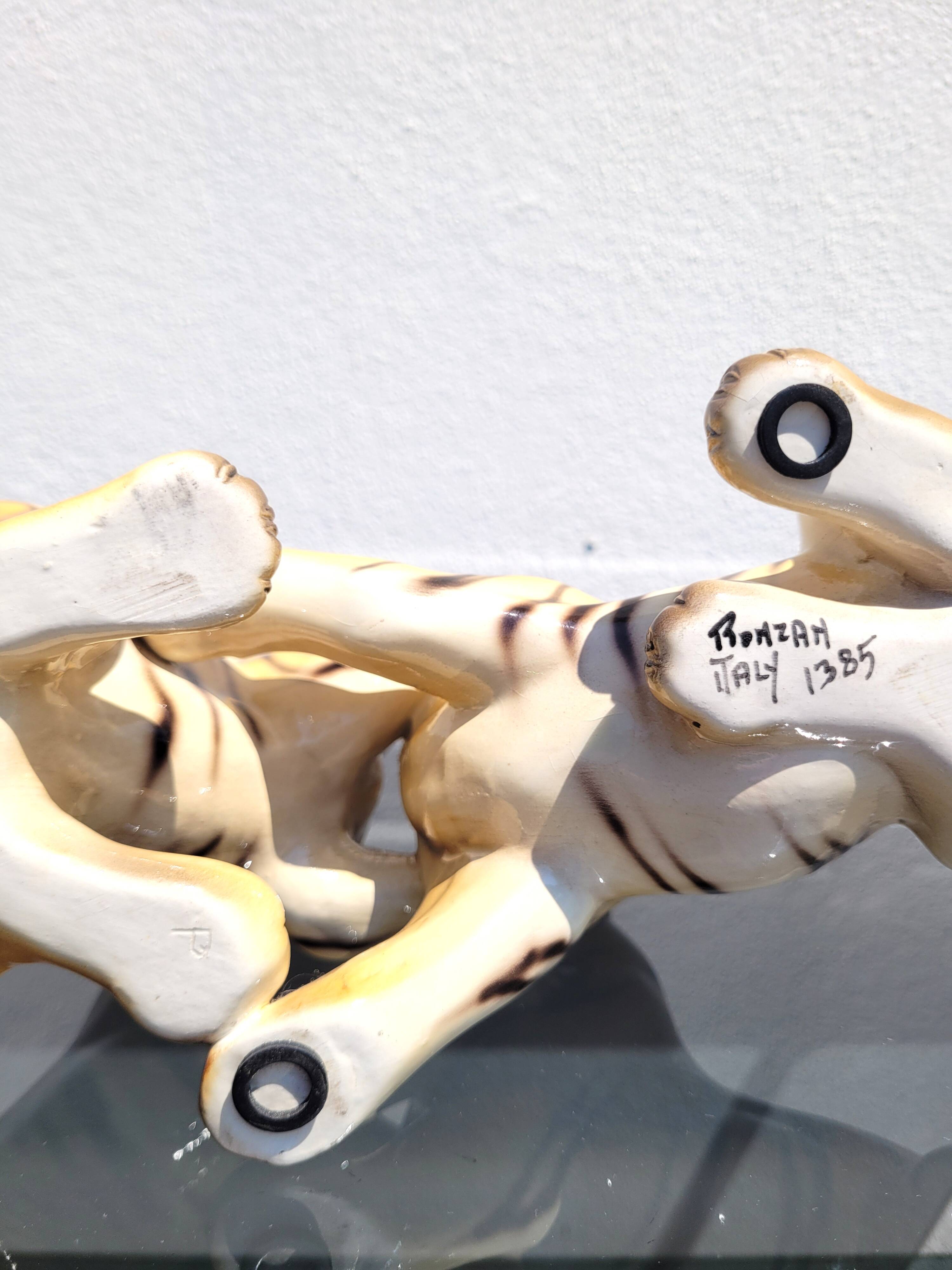 Ceramic tigers signed Ronzan Italy 1960