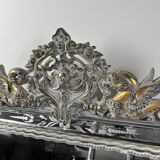 Grand miroir Venitien aux Cygnes, Glace Murano du XIXe siècle biseauté 133