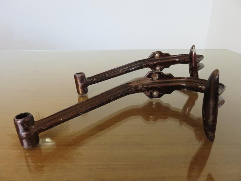 Pair of steel coatrack stamped years 30/40