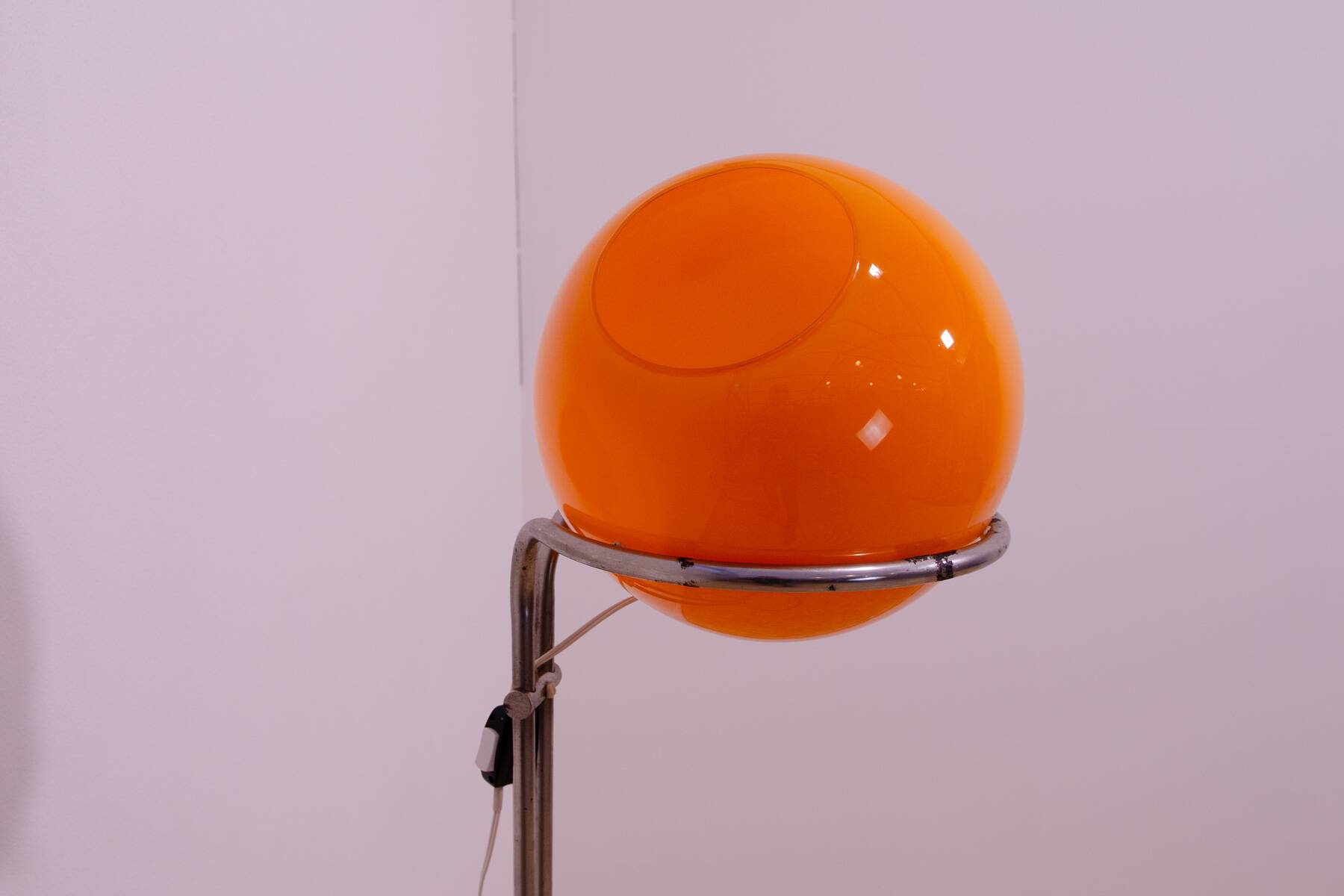 Atomic age Orange glass floor lamp by Tibor Hazi, Hungary, 1973