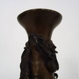 Pair of Japanese dragon vases in patinated bronze - 1900