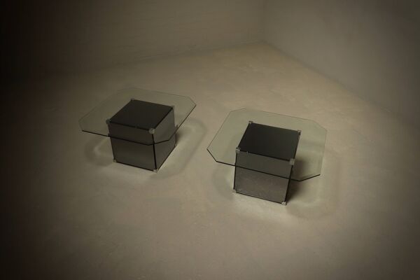 Table basses en verre miroir, années 1980