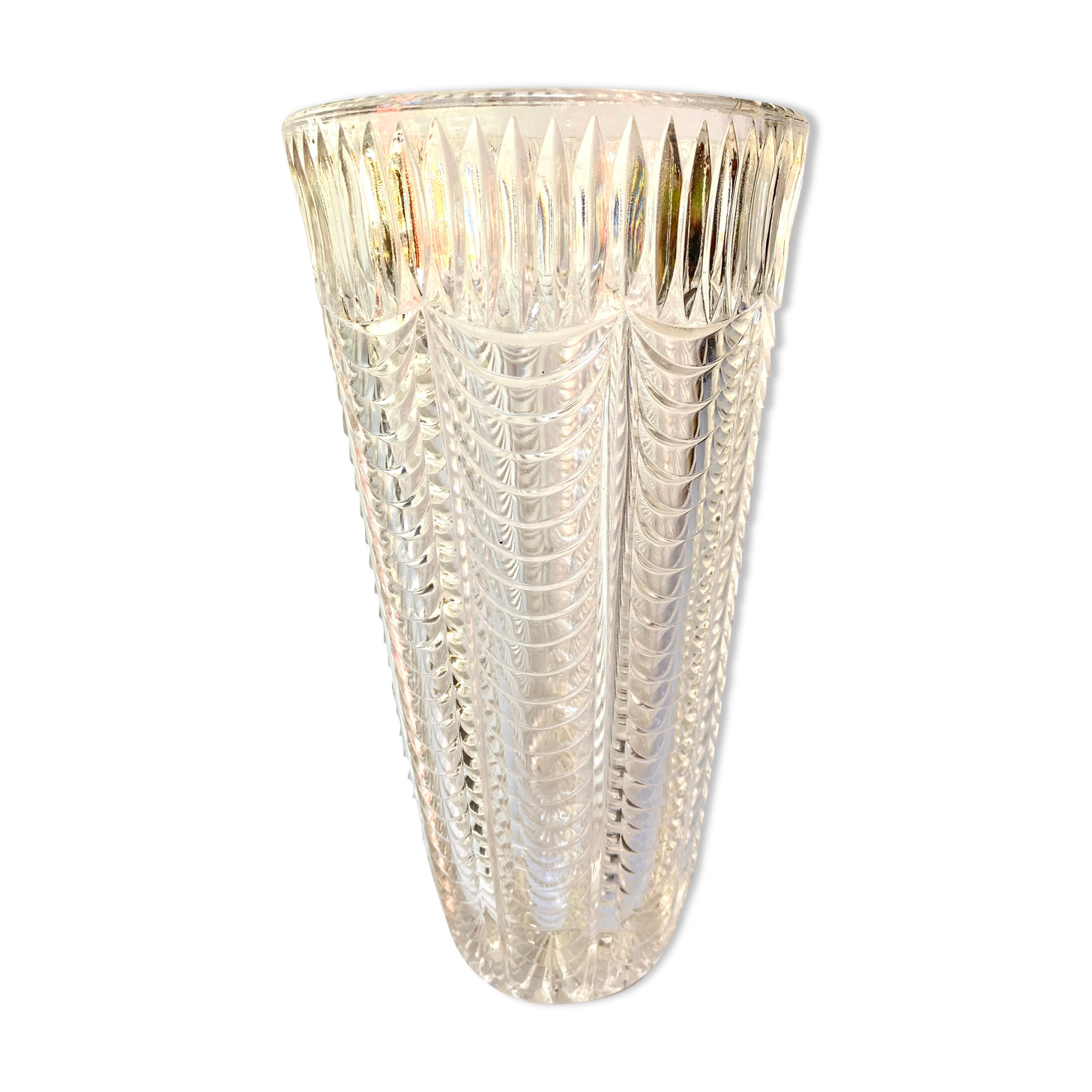 Vintage chiseled glass vase