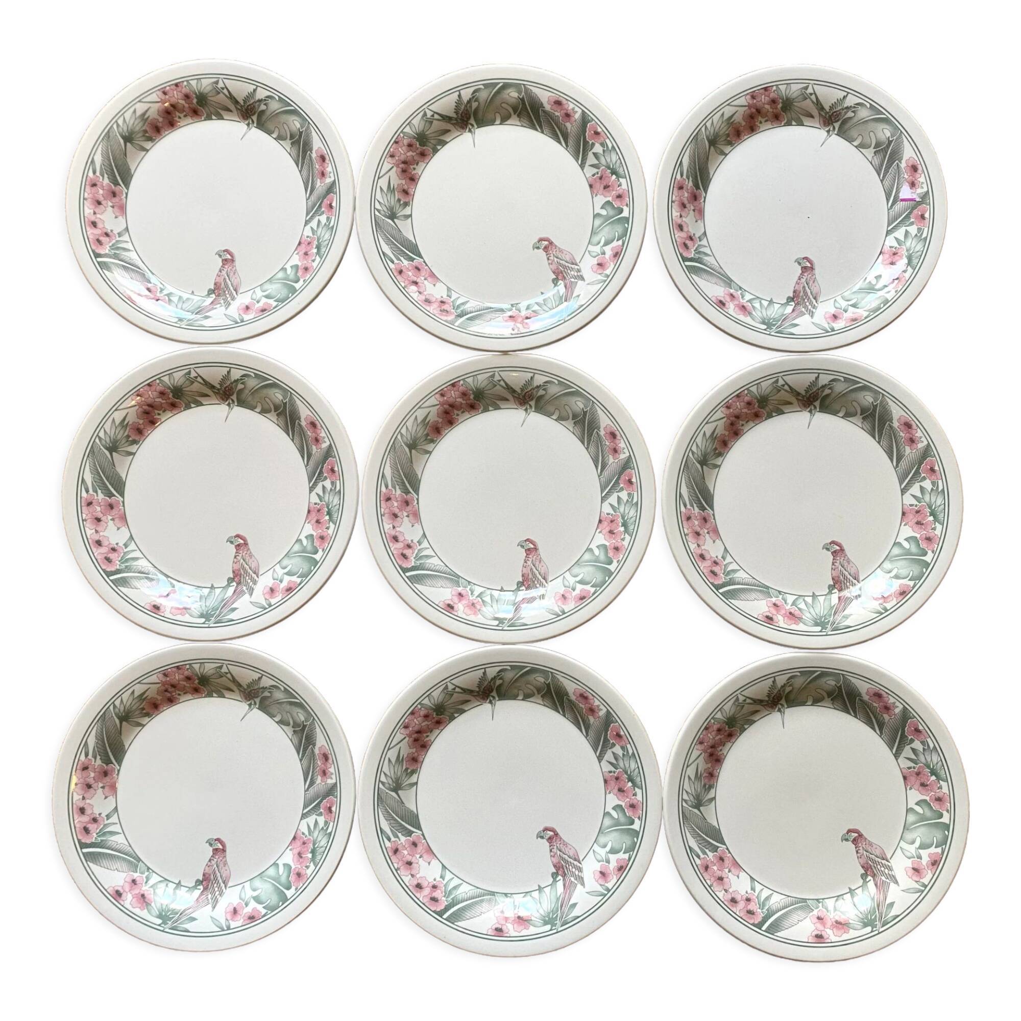 Parrot Tableware Staffordshire England Dessert Plates 1980s