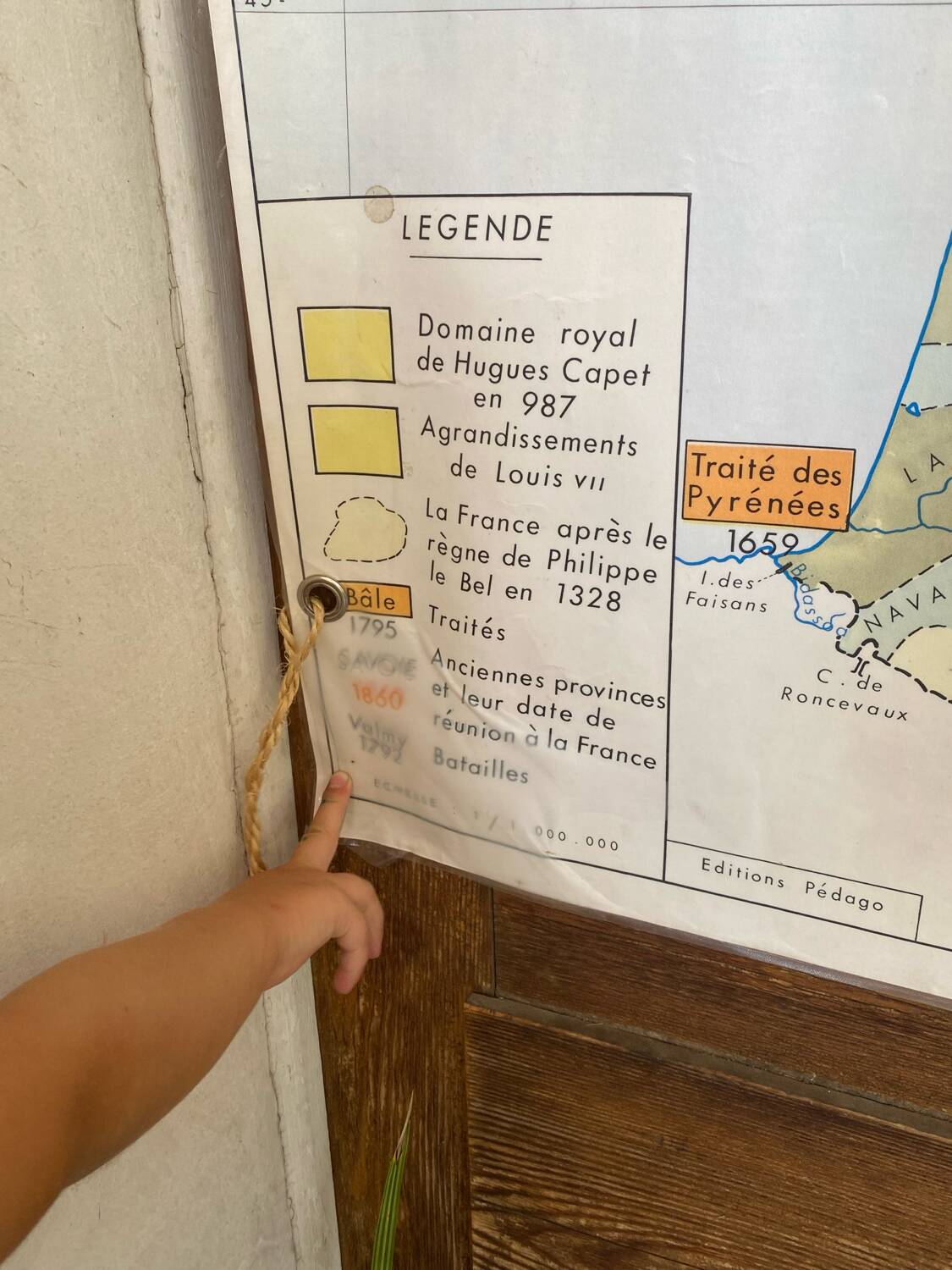 Historical school geographic map of France and Europe