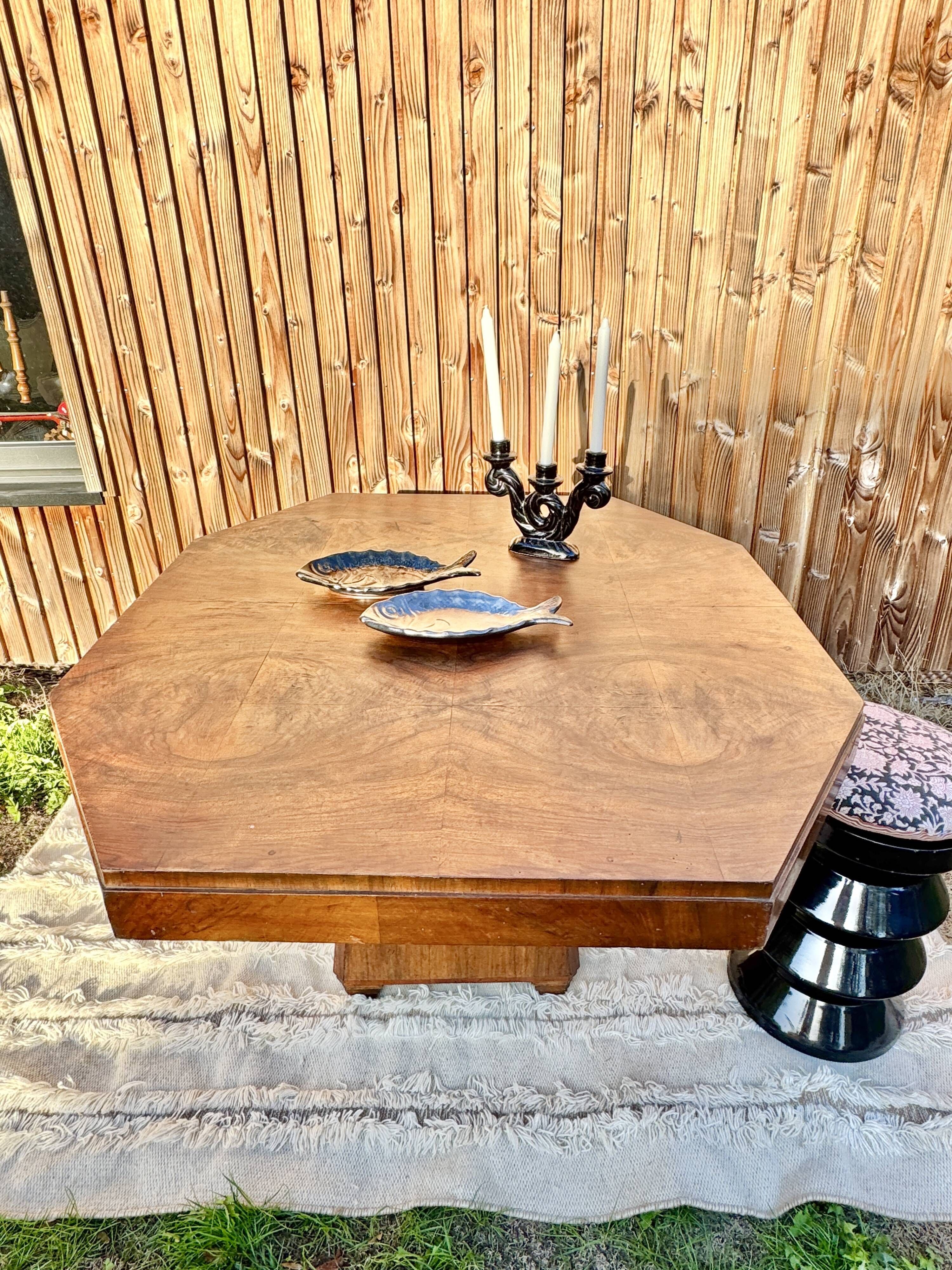 Rare table a manger octogonale art deco
