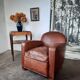 Fauteuil club en cuir , art deco