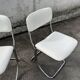 Pair of vintage chrome cantilever chairs, white leatherette – 1970s