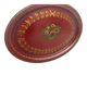 Old oval plate in painted red tin - floral decoration - early 20th century -
