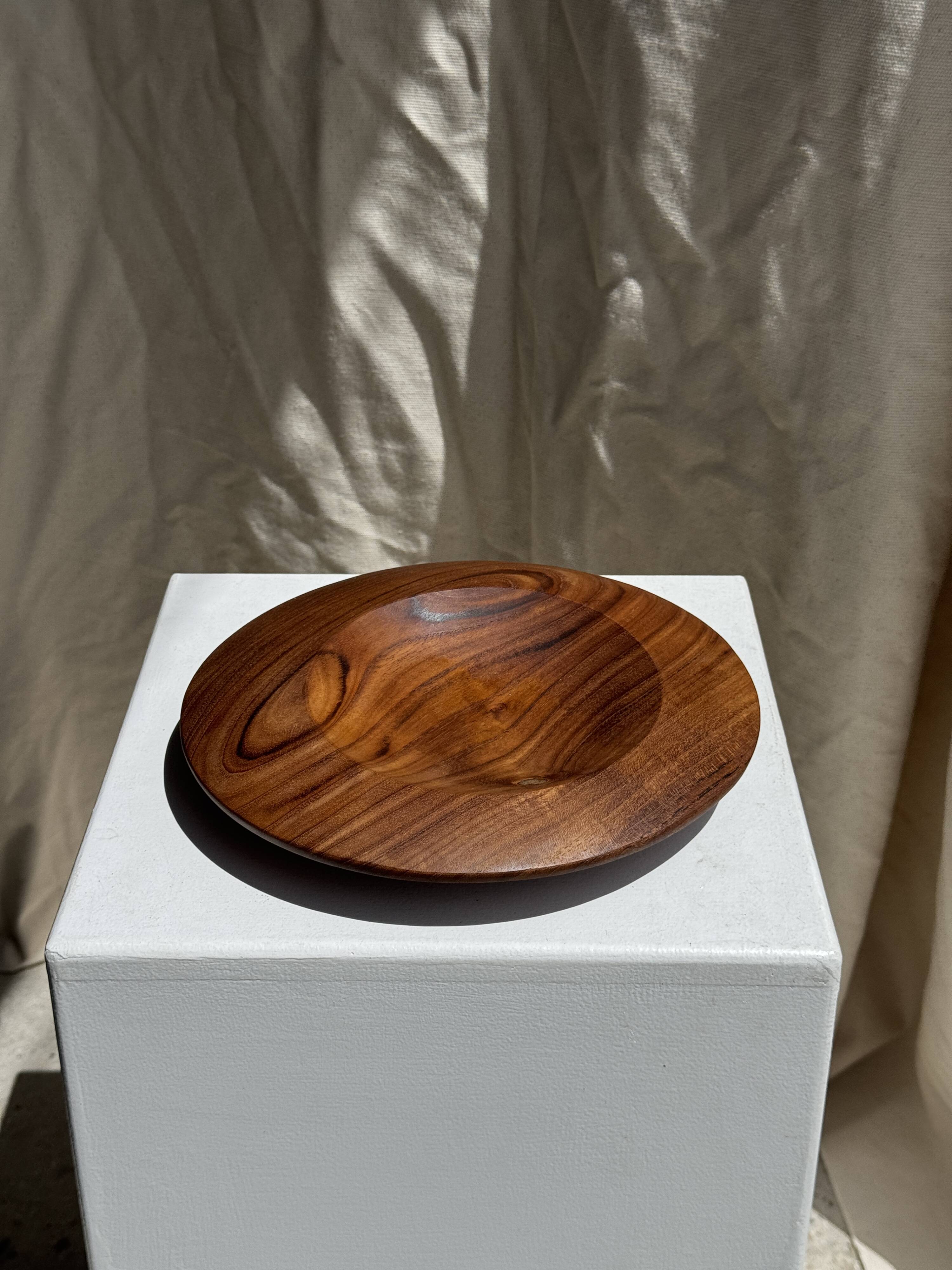 Small circular teak monoxyle pocket tray D25 H7