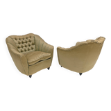 Pair of Gio Ponti style Mid-Century Modern Curved Armchairs, 1940s