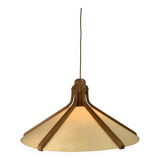Midcentury teak and perkament pendant by Temde Leuchten, 1970s