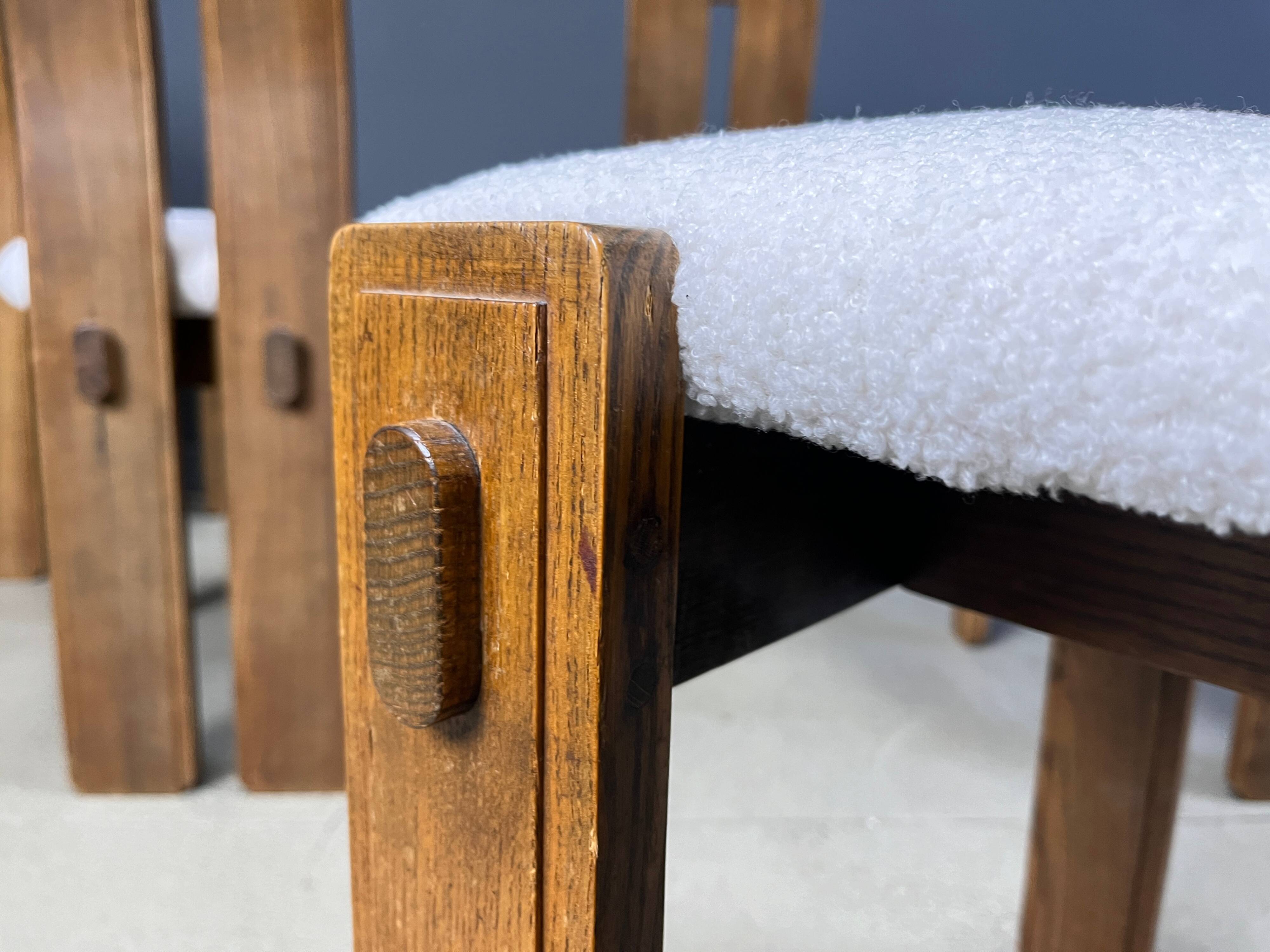 Set of 6 brutalist dining chairs, 1960s