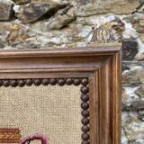 Wooden and embroidered fabric fireplace screen 94X62