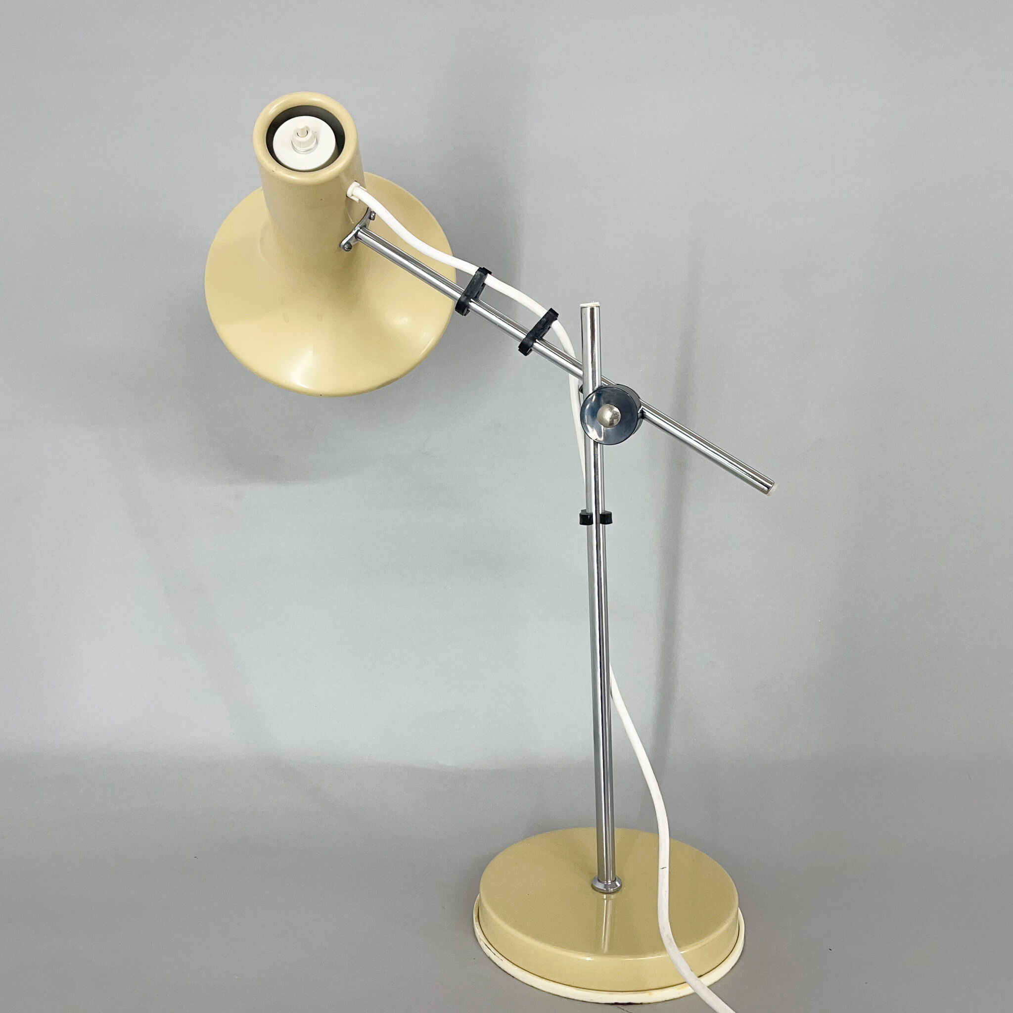 1970's Adjustable Metal Table Lamp in Creamy Colour, Hungary