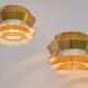 Brass-coloured metal pendant Trava lamps by Carl Thore, Sweden from Granhaga Metallindustri, 1960s, set of 2