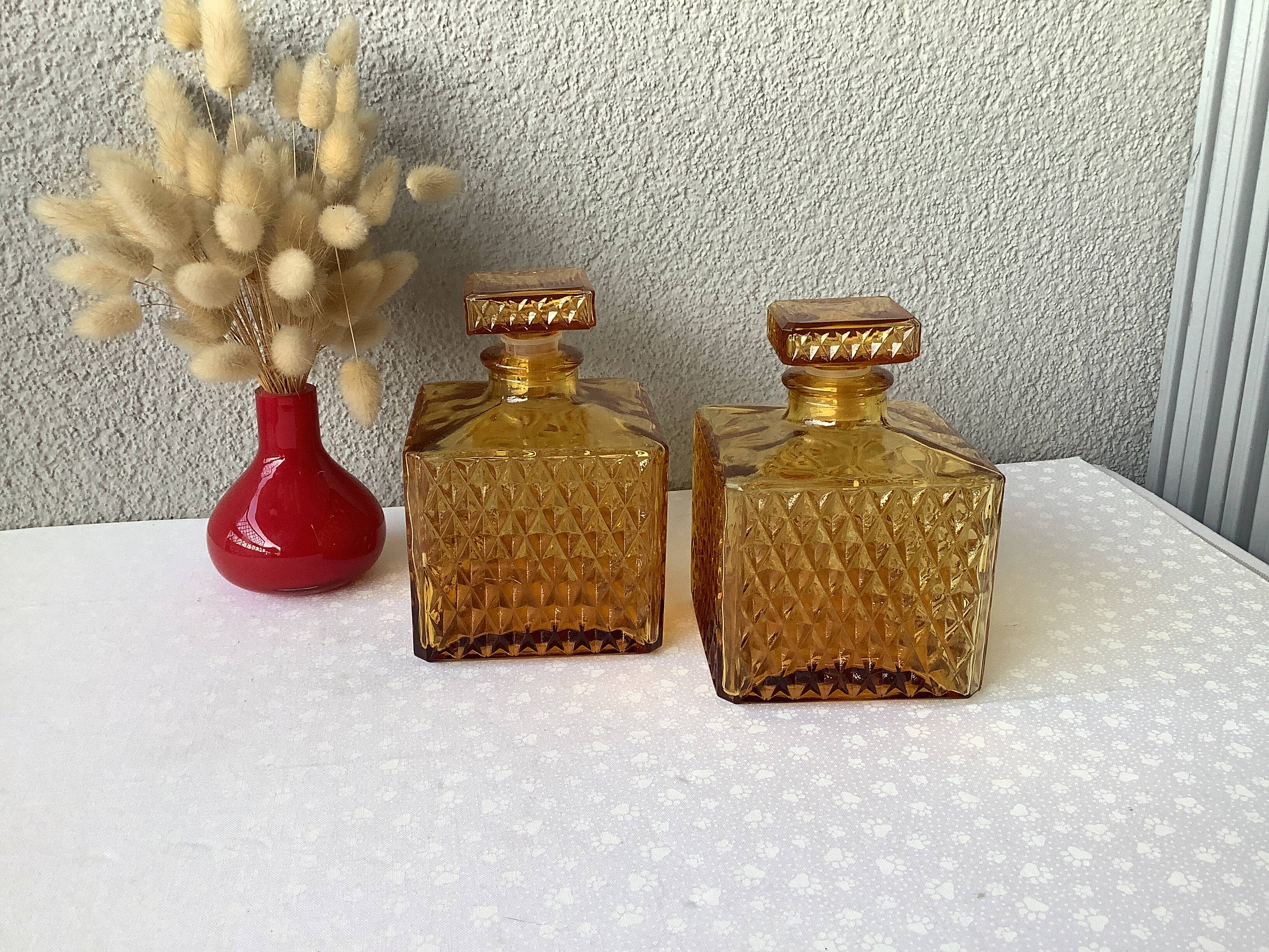 Amber glass carafes Japanese 1970s - Tislo "PASSED J.G.I.A"